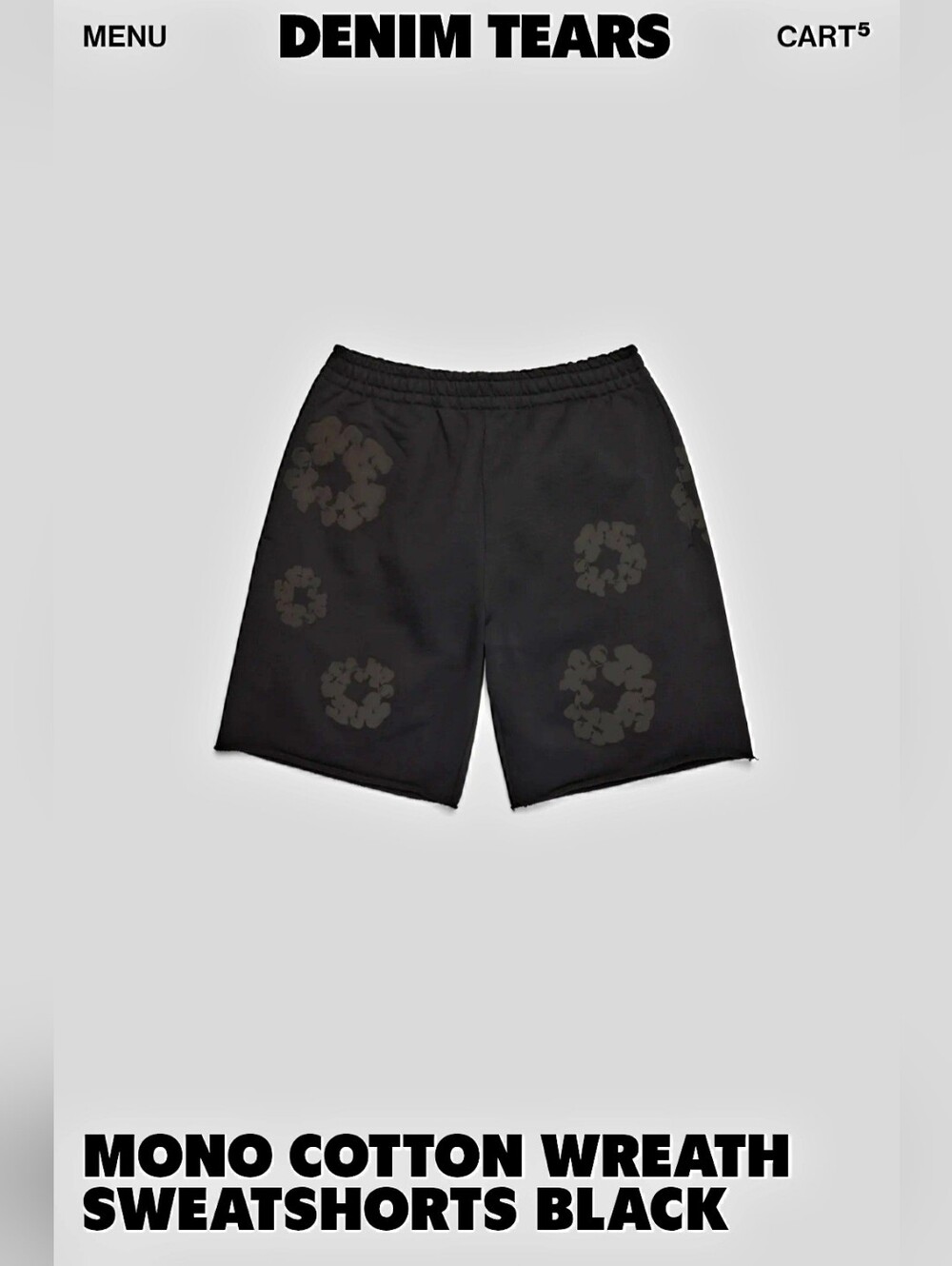 Denim Tears Mono Cotton Wreath Athletic Shorts - Black